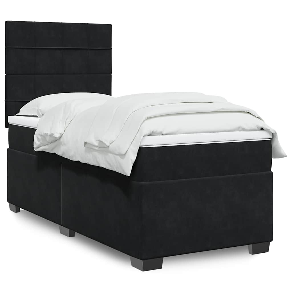 Box Spring Postel S Matrací Černá Samet Černá