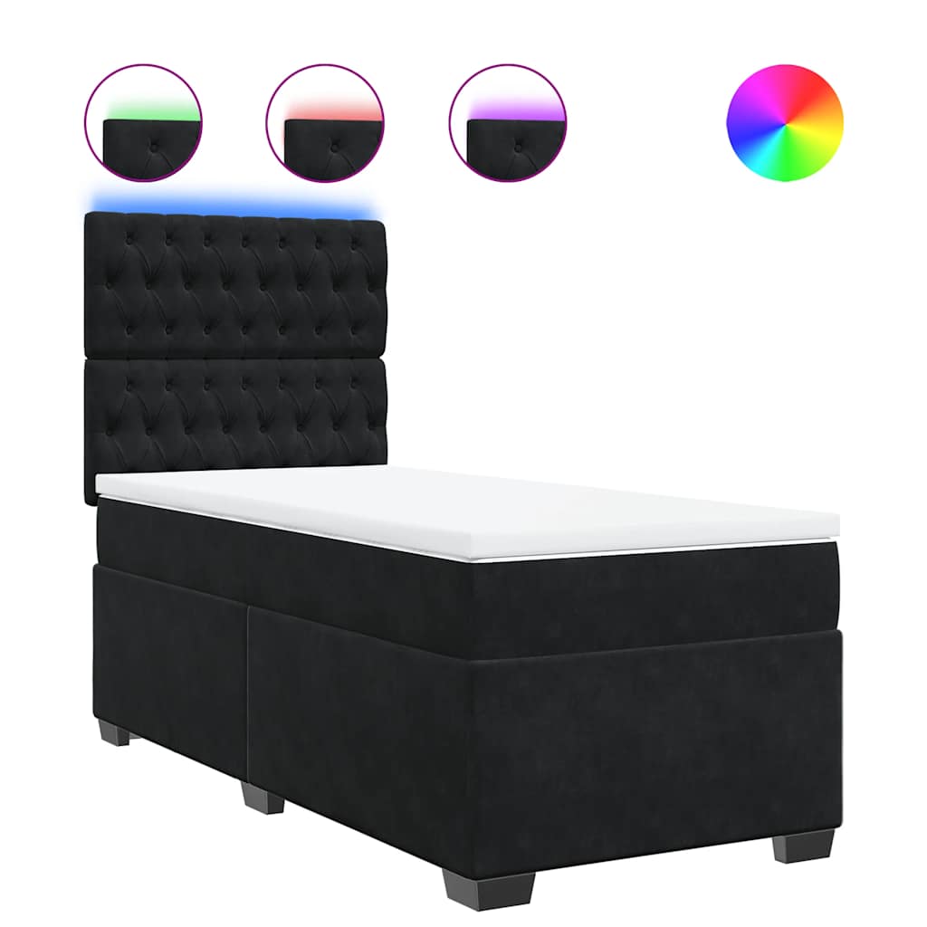Box Spring Postel S Matrací Černá Samet Černá