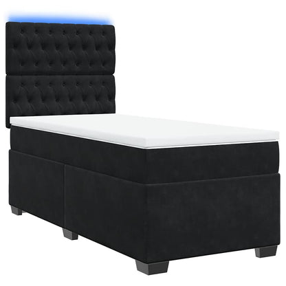 Box Spring Postel S Matrací Černá Samet Černá