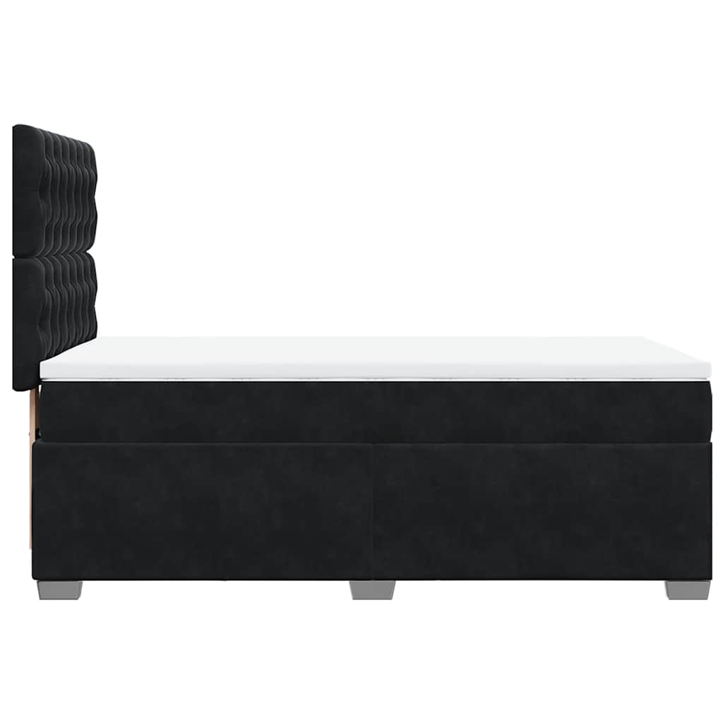 Box Spring Postel S Matrací Černá Samet Černá