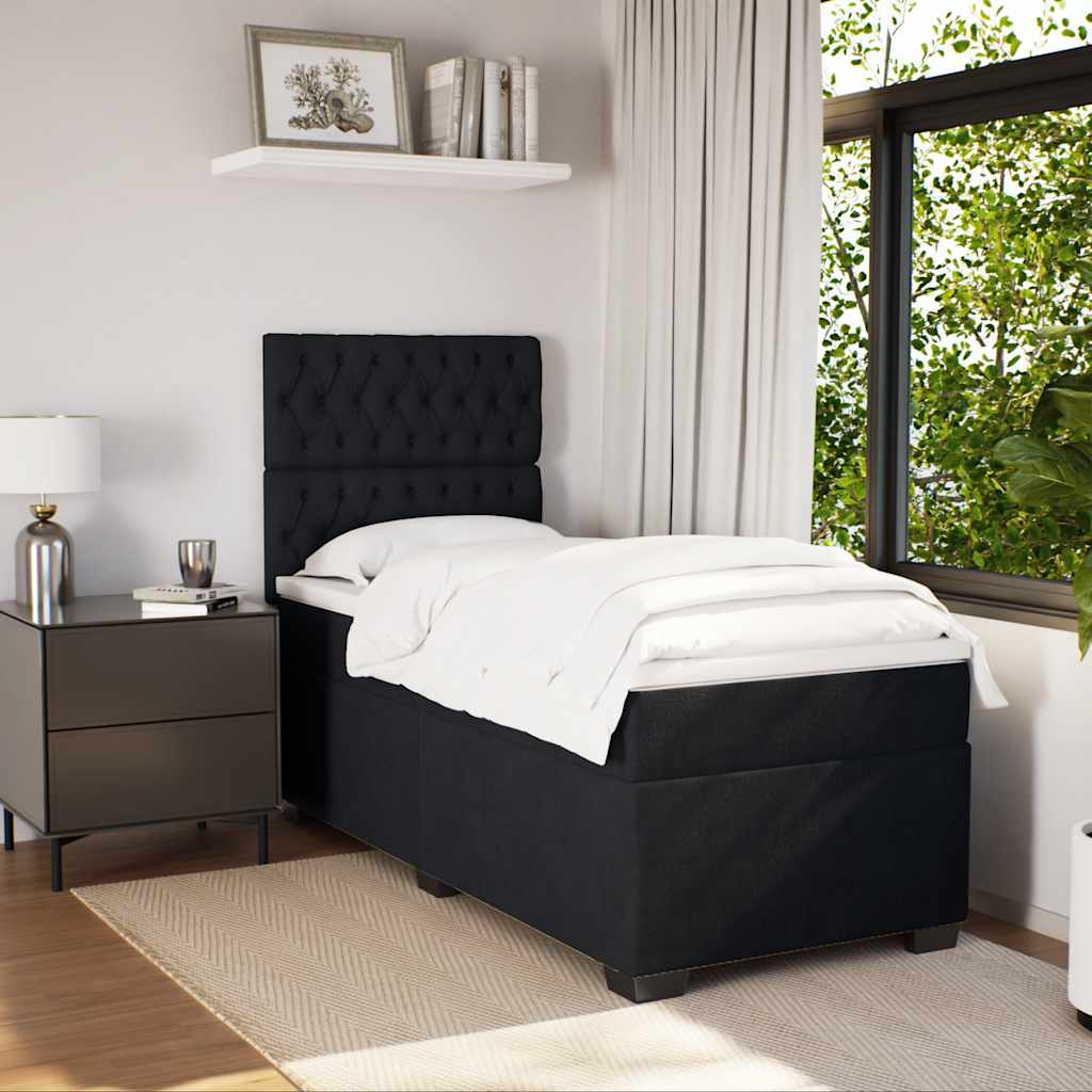 Box Spring Postel S Matrací Černá Samet Černá