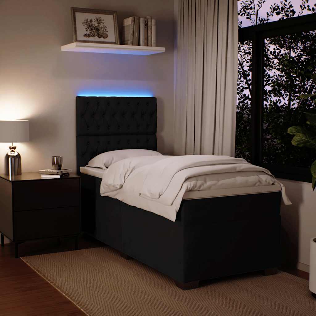Box Spring Postel S Matrací Černá Samet Černá
