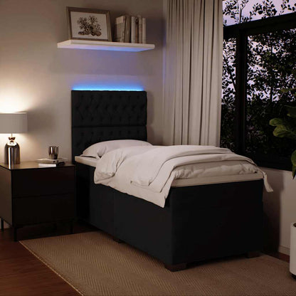 Box Spring Postel S Matrací Černá Samet Černá