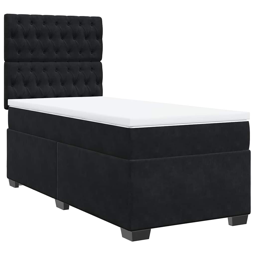 Box Spring Postel S Matrací Černá Samet Černá