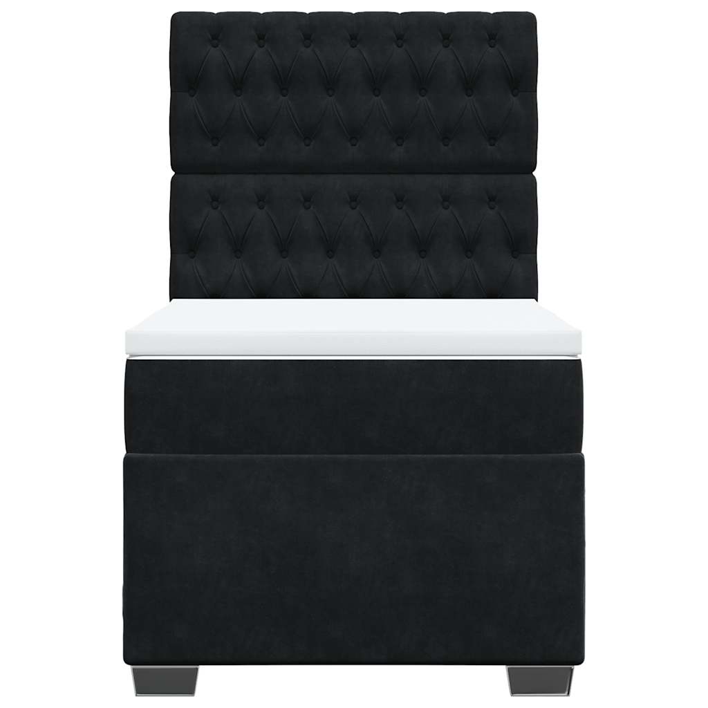 Box Spring Postel S Matrací Černá Samet Černá