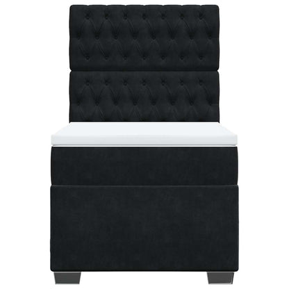 Box Spring Postel S Matrací Černá Samet Černá
