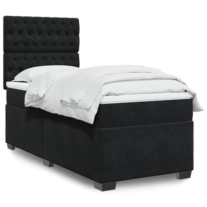 Box Spring Postel S Matrací Černá Samet Černá