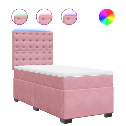 Box Spring Postel S Matrací Samet Růžová
