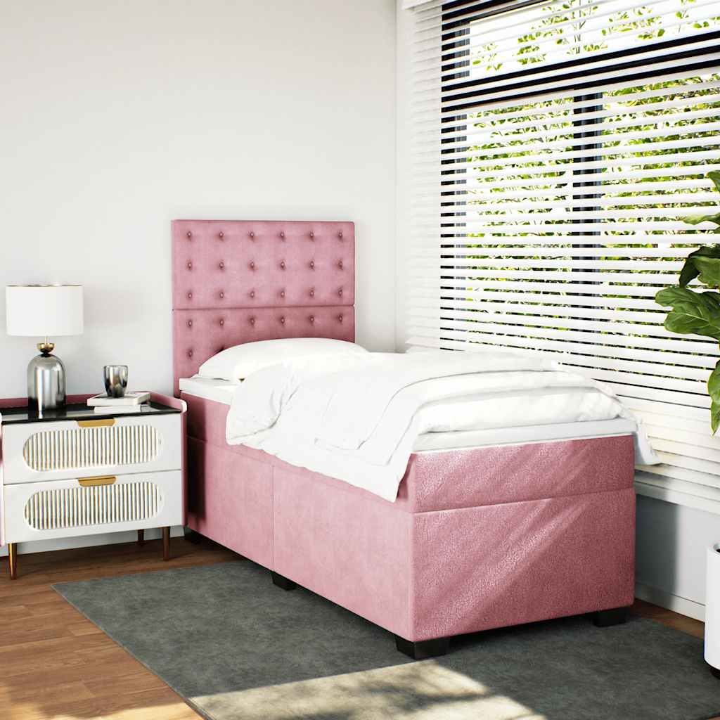 Box Spring Postel S Matrací Samet Růžová