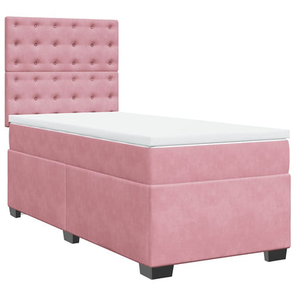 Box Spring Postel S Matrací Samet Růžová
