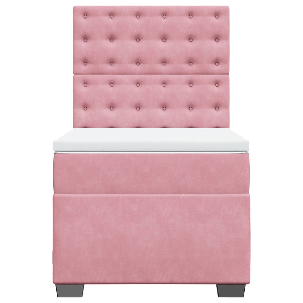 Box Spring Postel S Matrací Samet Růžová