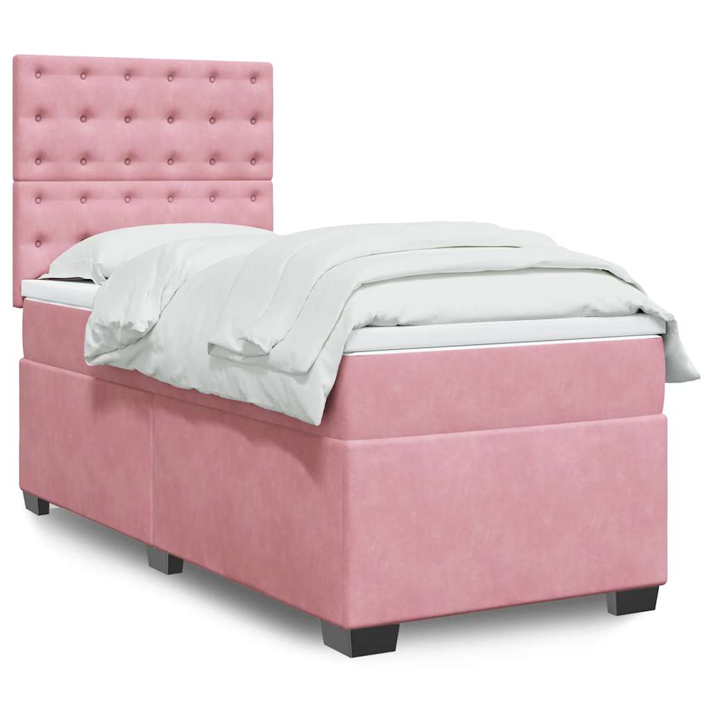 Box Spring Postel S Matrací Samet Růžová