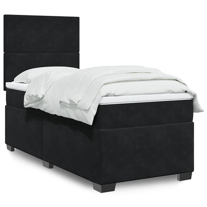 Box Spring Postel S Matrací Černá Samet Černá