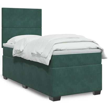 Box Spring Postel S Matrací Samet Tmavě Zelená