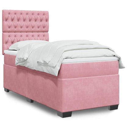 Box Spring Postel S Matrací Samet Růžová