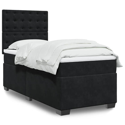 Box Spring Postel S Matrací Černá Samet Černá