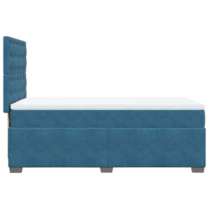Box Spring Postel S Matrací Samet Modrá