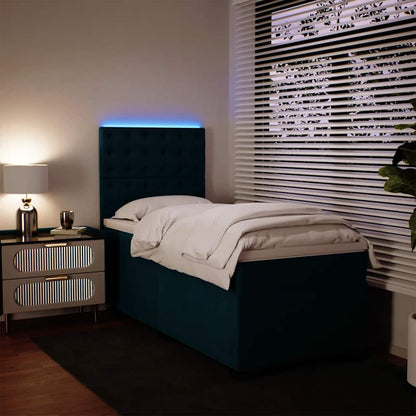 Box Spring Postel S Matrací Samet Modrá
