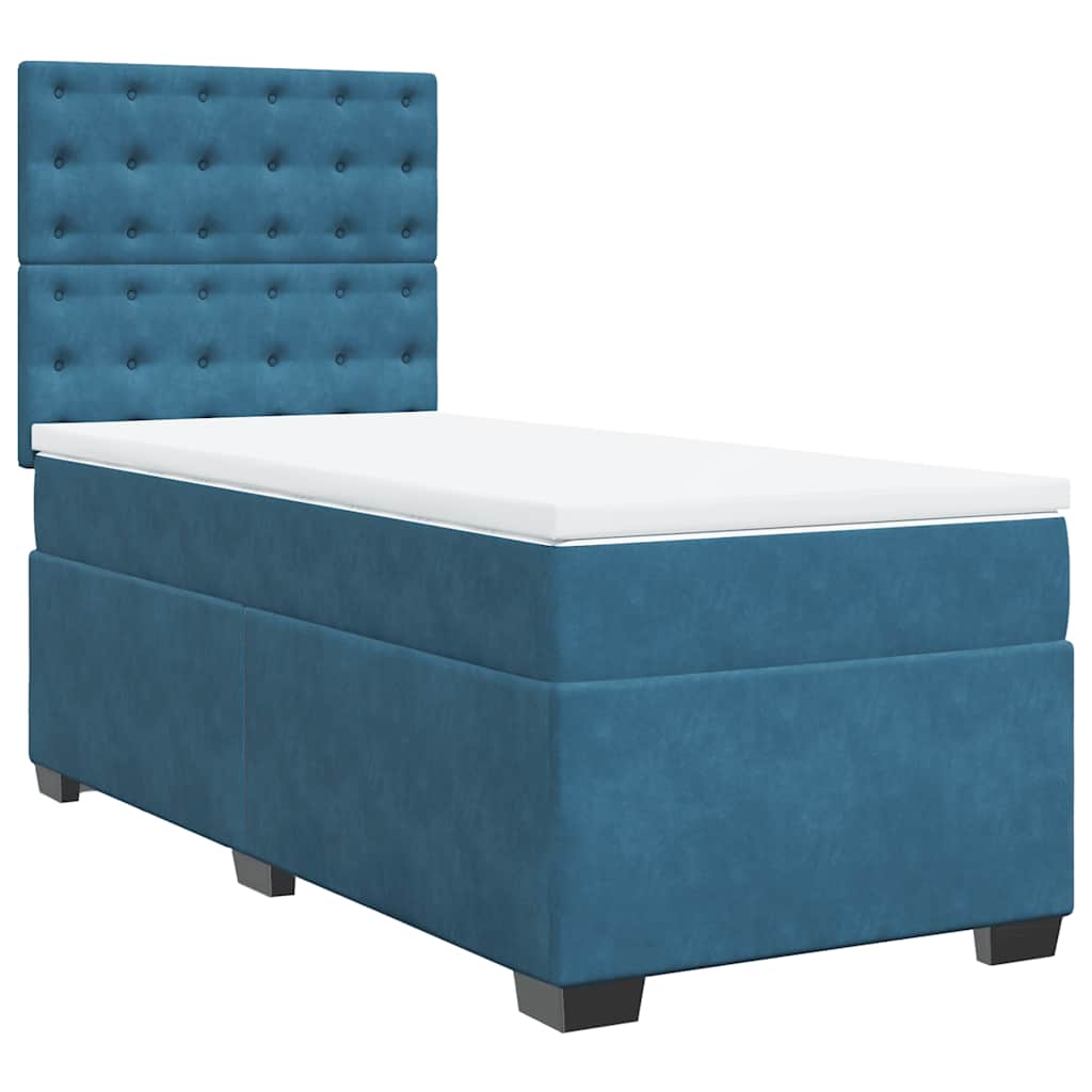 Box Spring Postel S Matrací Samet Modrá