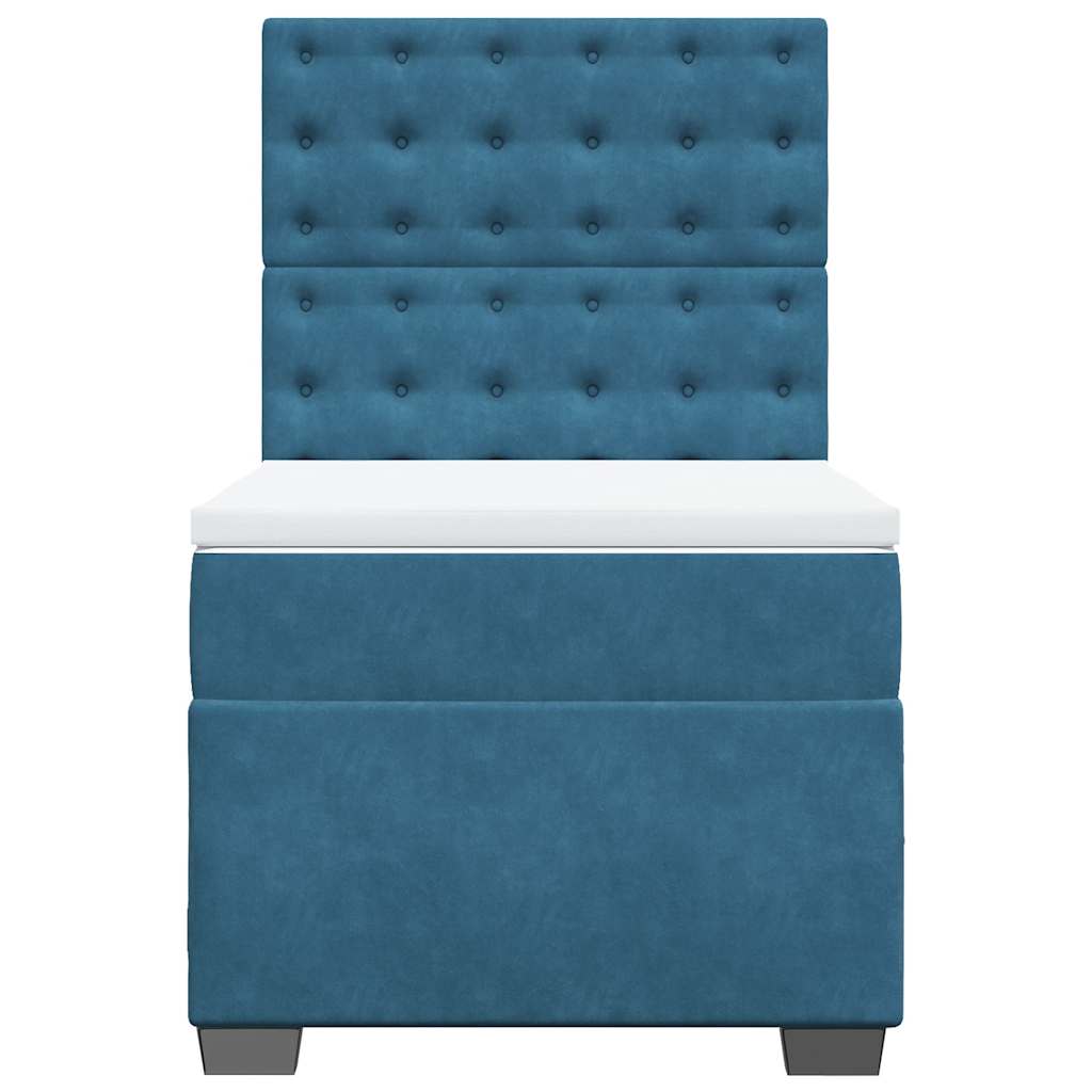 Box Spring Postel S Matrací Samet Modrá