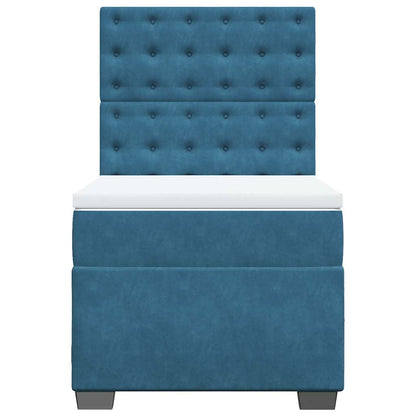 Box Spring Postel S Matrací Samet Modrá