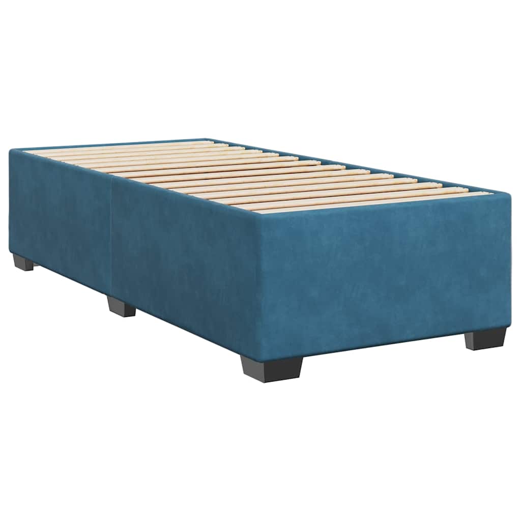 Box Spring Postel S Matrací Samet Modrá