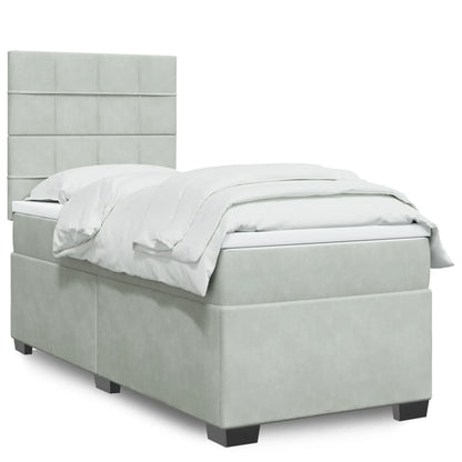 Box Spring Postel S Matrací Samet Světle Šedá