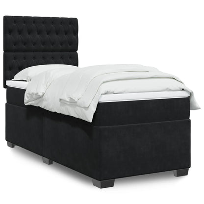 Box Spring Postel S Matrací Černá Samet Černá