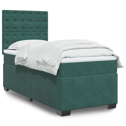 Box Spring Postel S Matrací Samet Tmavě Zelená