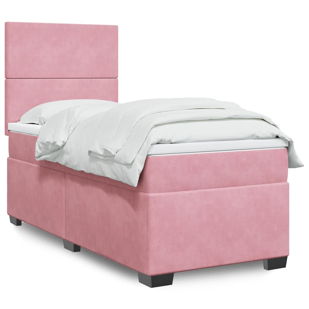 Box Spring Postel S Matrací Samet Růžová