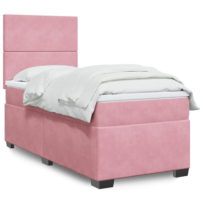 Box Spring Postel S Matrací Samet Růžová