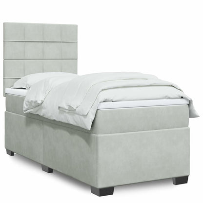 Box Spring Postel S Matrací Samet Světle Šedá