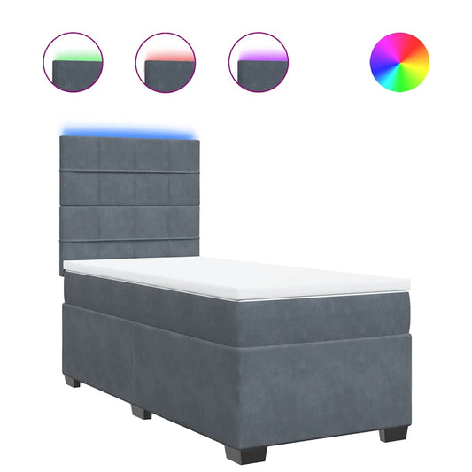 Box Spring Postel S Matrací Samet Tmavě Šedá