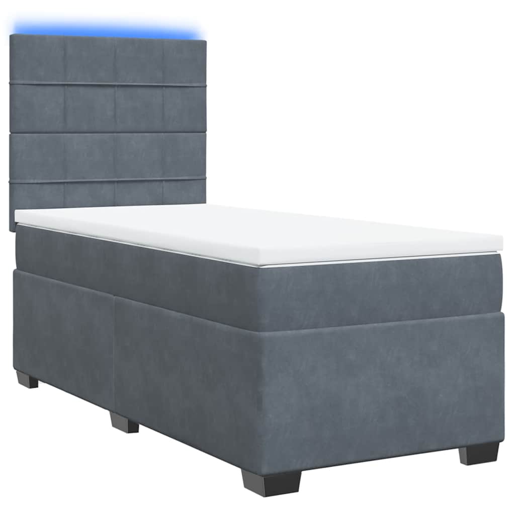 Box Spring Postel S Matrací Samet Tmavě Šedá
