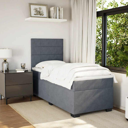 Box Spring Postel S Matrací Samet Tmavě Šedá