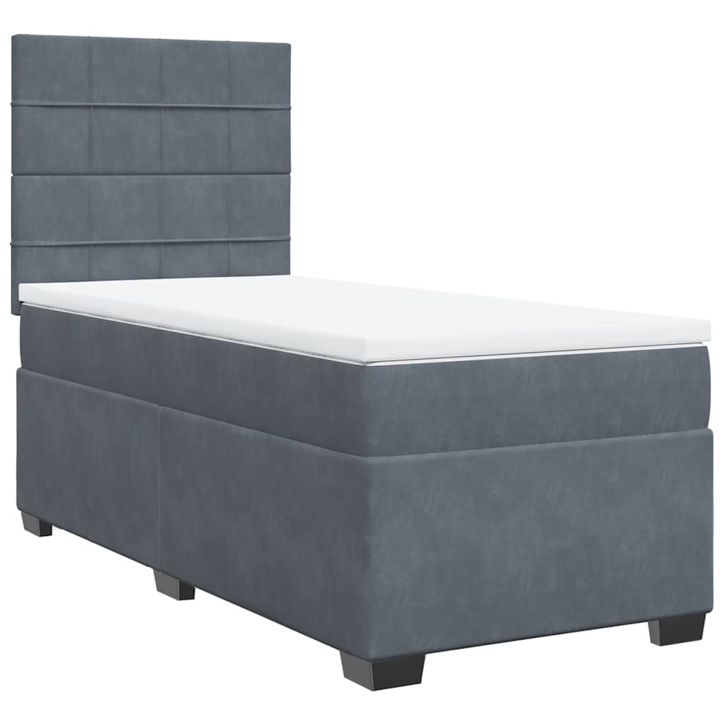 Box Spring Postel S Matrací Samet Tmavě Šedá