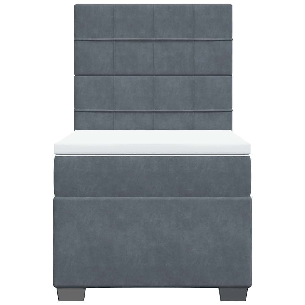 Box Spring Postel S Matrací Samet Tmavě Šedá