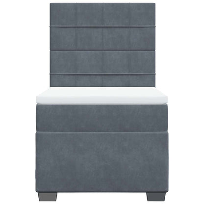 Box Spring Postel S Matrací Samet Tmavě Šedá