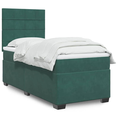 Box Spring Postel S Matrací Samet Tmavě Zelená