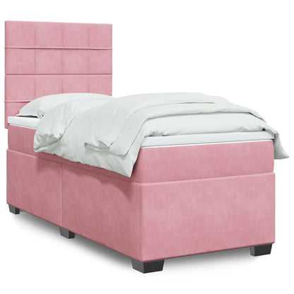 Box Spring Postel S Matrací Samet Růžová