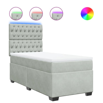 Box Spring Postel S Matrací Samet Světle Šedá