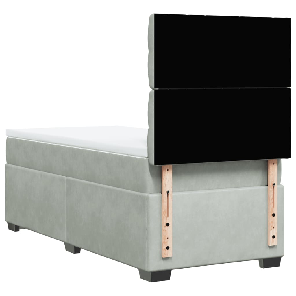 Box Spring Postel S Matrací Samet Světle Šedá