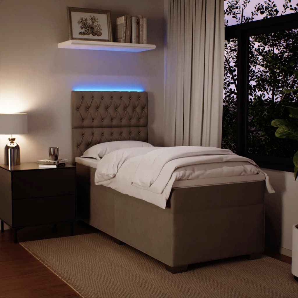 Box Spring Postel S Matrací Samet Světle Šedá