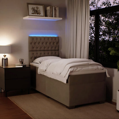 Box Spring Postel S Matrací Samet Světle Šedá