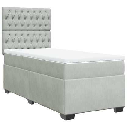 Box Spring Postel S Matrací Samet Světle Šedá