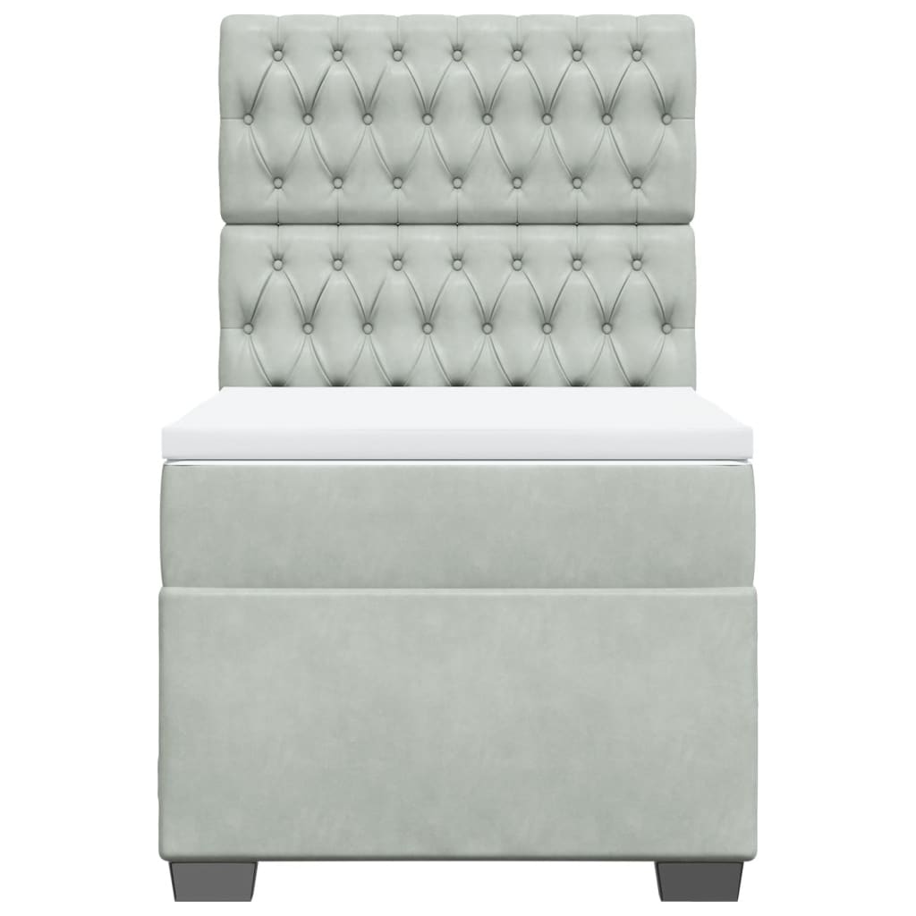 Box Spring Postel S Matrací Samet Světle Šedá