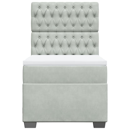 Box Spring Postel S Matrací Samet Světle Šedá