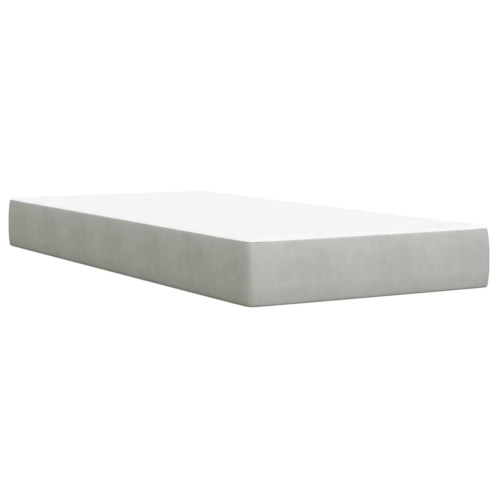 Box Spring Postel S Matrací Samet Světle Šedá