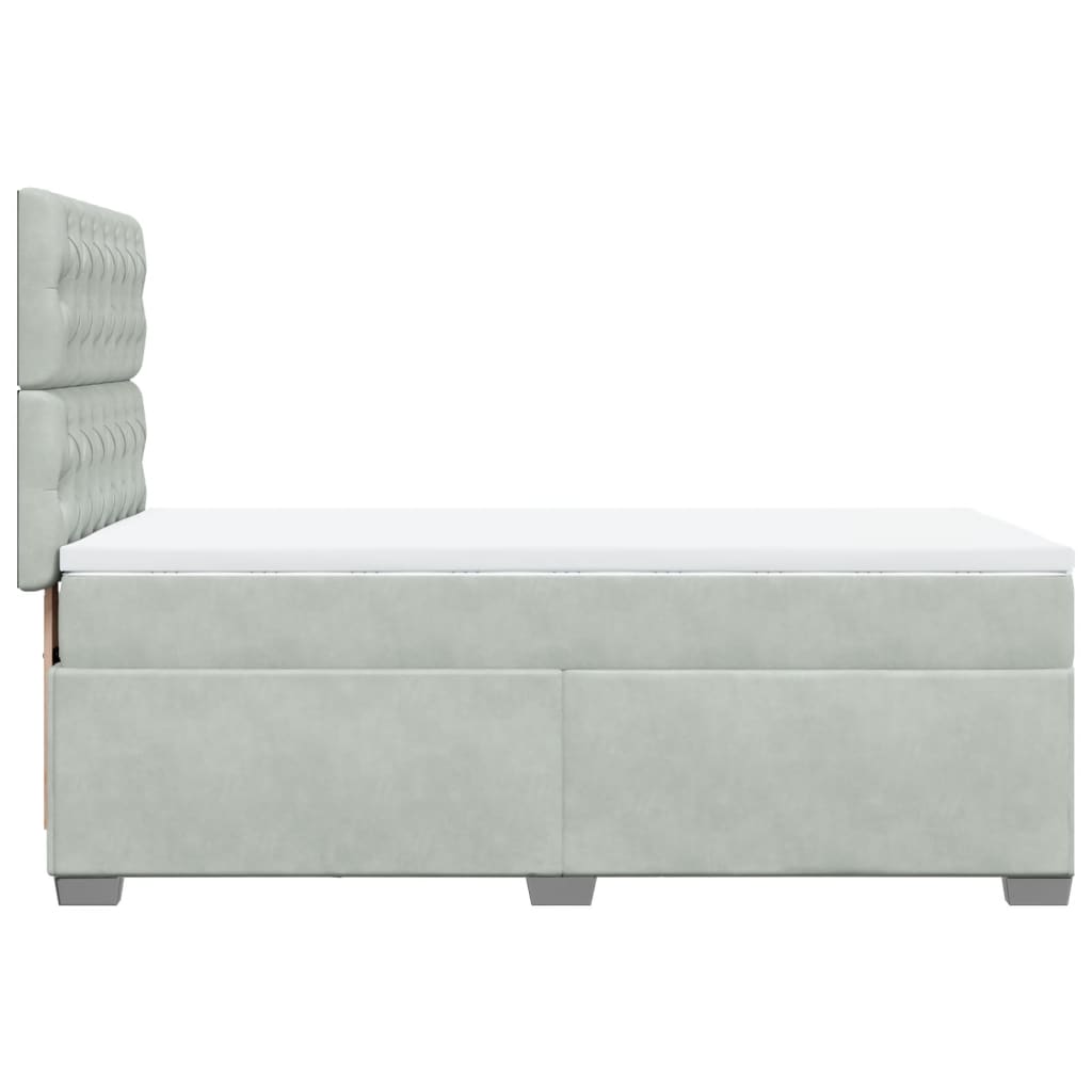 Box Spring Postel S Matrací Samet Světle Šedá