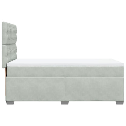 Box Spring Postel S Matrací Samet Světle Šedá